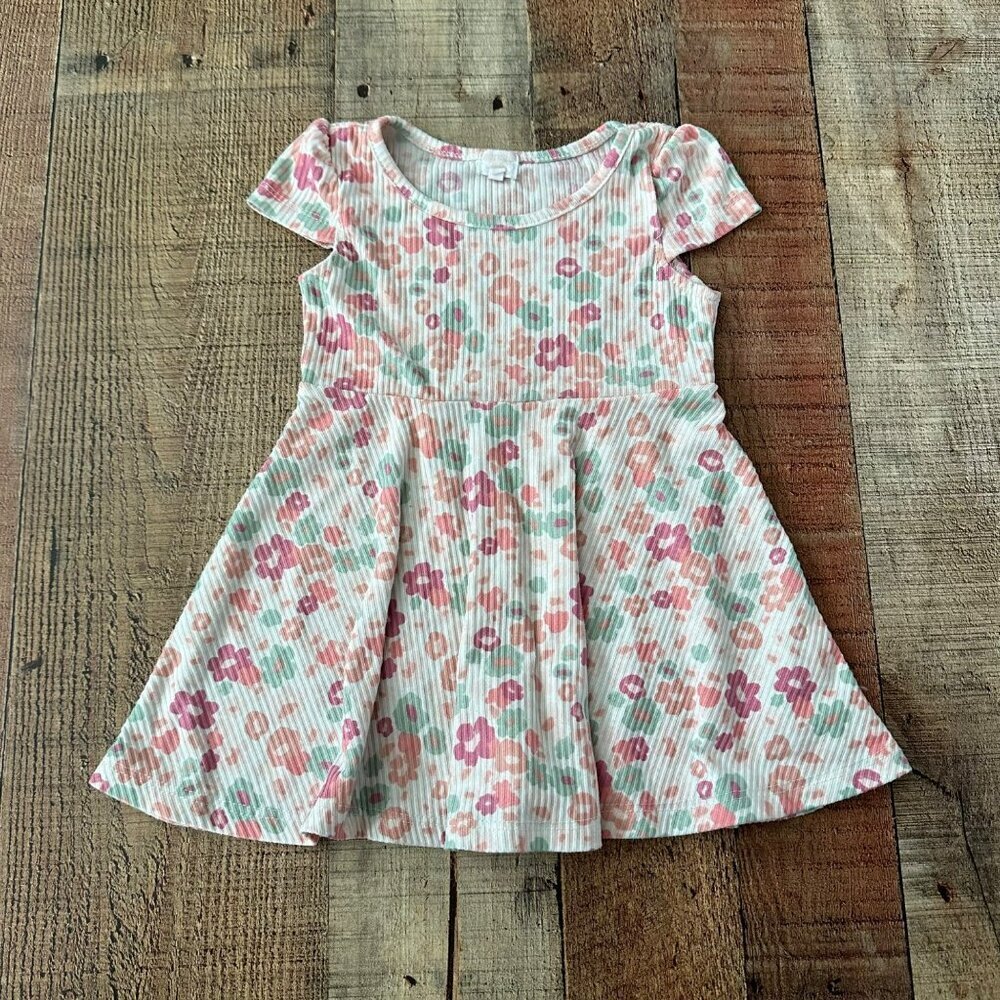 Kensie baby girl ribbed knit floral t-shirt swing dress -12M